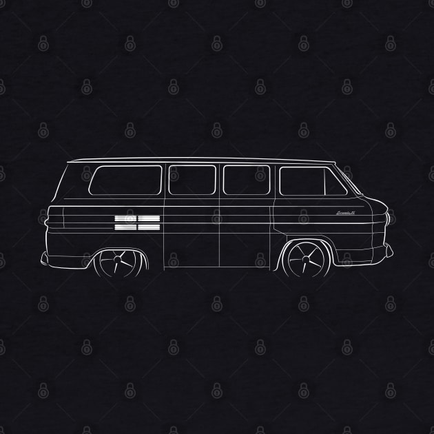 Chevy Corvair Greenbrier Van - profile stencil, white by mal_photography